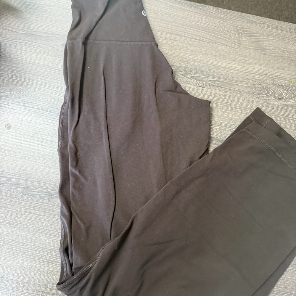 lululemon athletica brown wide leg pants and matching jacket